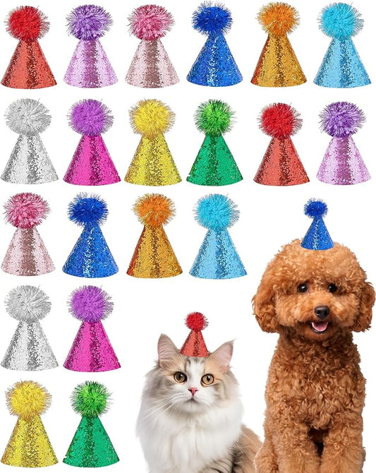 PET SHOW 20 Pack Mini Small Dog Hats Cat Birthday Party Hat Rabbit Hats for Holiday Wedding Puppies Kittens Costume Accessories