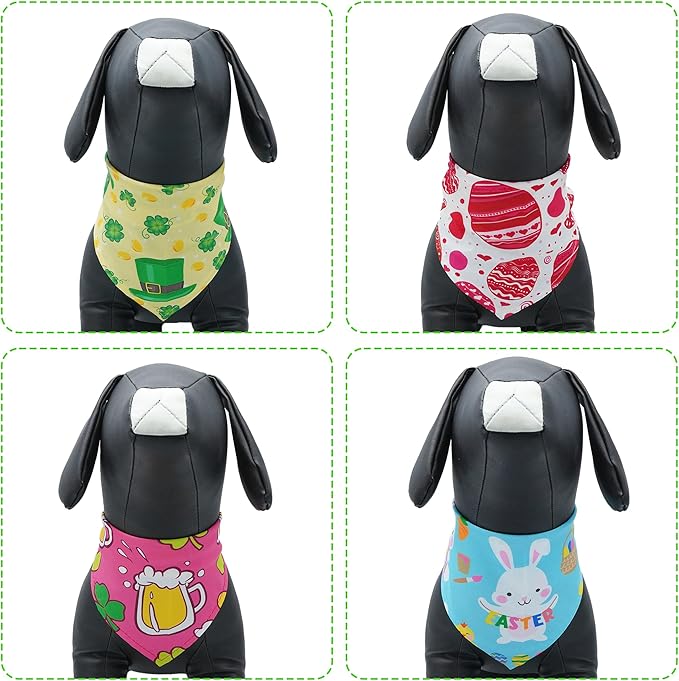30 Pcs St.Patricks Day Easter Dog Bandanas Bulk 18 Inch Dog Bandanas for Small Dogs Breed Adjustable Puppy Cats Polyester Scarves Party Grooming S