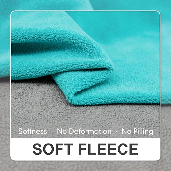 cyeollo 2 Pack Soft, Stretchy Turquoise & Grey Dog Sweaters with Reflective Stripe Pullover Fleece Jackets