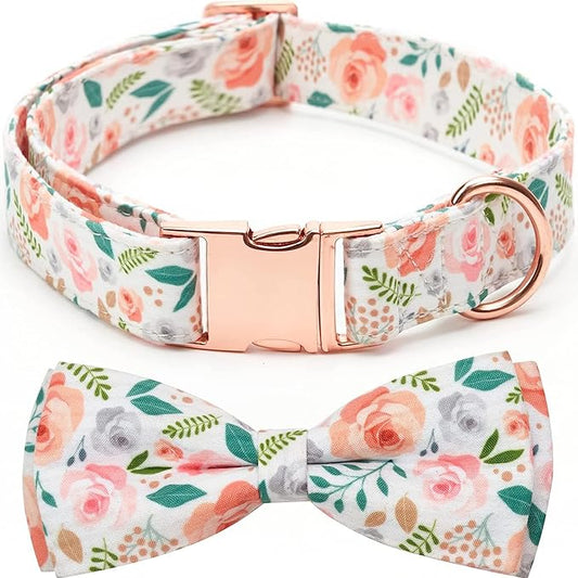 Adjustable Bow Tie Dog Collar Printed Cute Patterns Spring Summer Soft Pet Collars for Small Medium Large Dogs