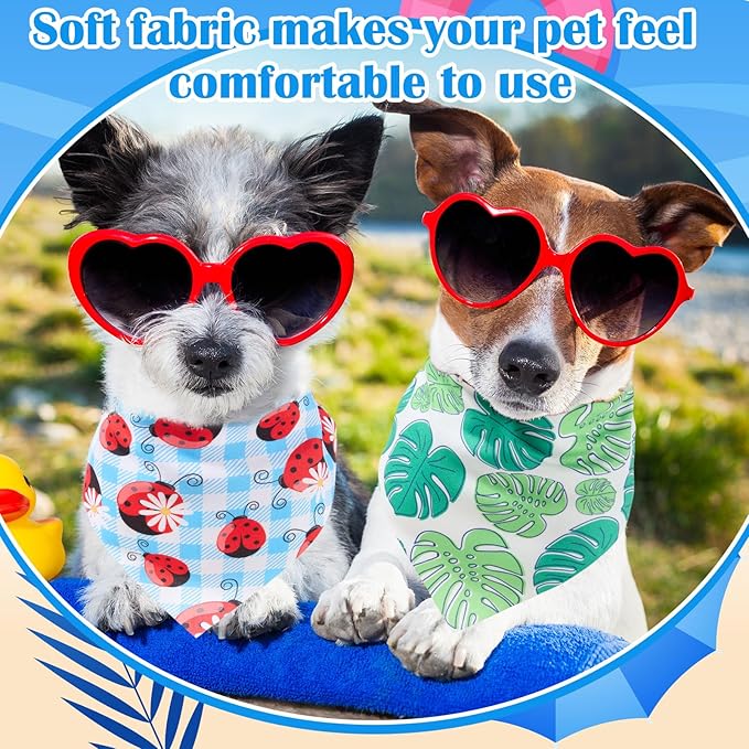Sanwuta 120 Pcs Dog Bandanas Bulks for Summer Pet Scarves with Fruit Floral Pattern Adjustable Soft Cute Bandana Cooling Summer Style Triangle Scarfs for Medium Small Dogs Cats Large Puppy