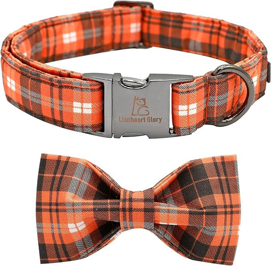 Lionheart glory Halloween Holiday Dog Collar Adjustable Soft Dog Collar with Bowtie, Pet Gift Dog Collars Bow for Small Medium Large Dogs