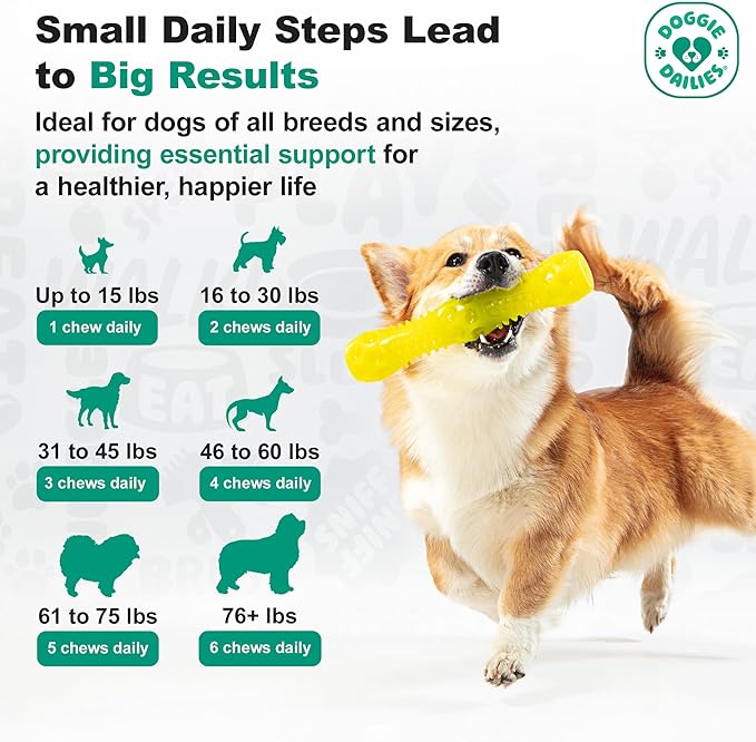 Doggie Dailies Glucosamine for Dogs - Joint Supplement for of All Breeds & Sizes - Hip and Joint Supplement - Premium Glucosamine and Chondroitin for Dogs (Chicken) 225 Chews