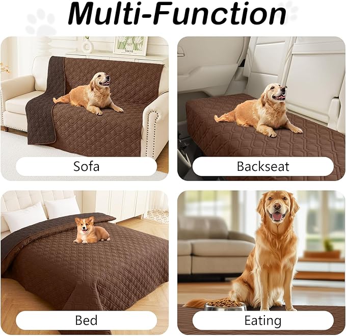 hyha Waterproof Dog Bed Blanket, Soft Pet Blankets, Waterproof Couch Cover for Dogs, Reversible Sofa Covers Washable for Furniture (30x70 Inch, Chocolate/Brown)
