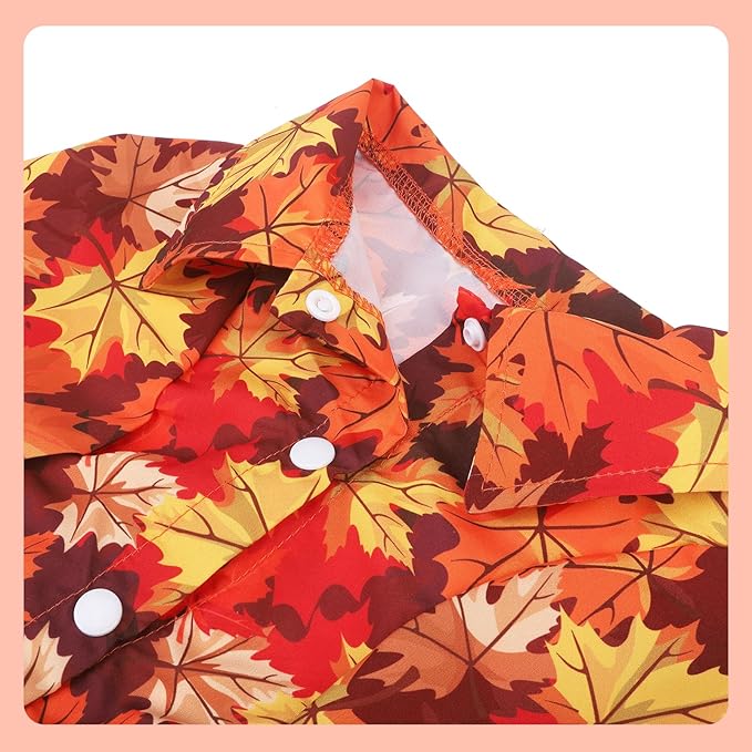 PUPTECK Dog Shirt, Cute Puppy Cat Polo T-Shirt, Soft Pet Clothes Boy Girl Outfit for Small Medium Sized Dogs, Costume Fall Leaves S