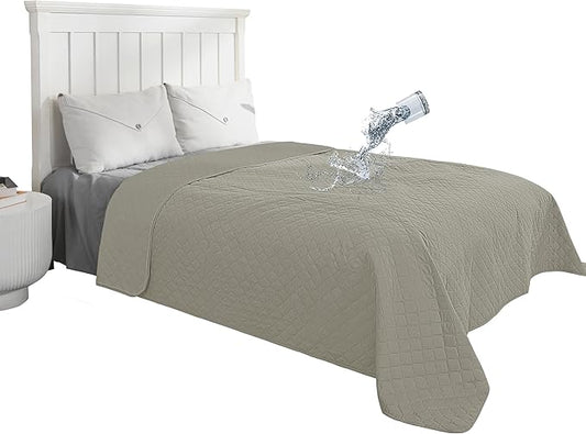 Easy-Going 100% Waterproof Dog Bed Cover Reversible Leak Proof Couch Cover Washable Sofa Cover Furniture Protector Blanket for Pets Kids Children Dog Cat (68x86 Inch, Beige/Beige)