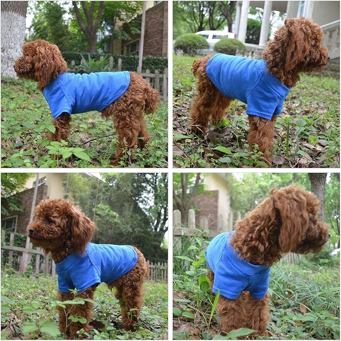 Lovelonglong Pet Clothing Dog Costumes Basic Blank T-Shirt Tee Shirts for Small Dogs Blue S