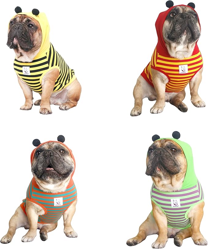 iChoue English Bulldog Bumble Bee Costumes Clothes Hoodies Shirts Vest for Medium Dogs Cold Weather Winter Coats French Frenchie Pug Pitbull Boston Terrier - Green Purple, XLarge