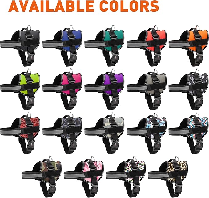 Dogline Dog Harness, Reflective No-Pull Adjustable Vest with Handle for Walking, Training, Breathable, No - Choke Harness for Small, Medium or Large Dogs Room for Patches Girth 18 to 24 in Turquoise