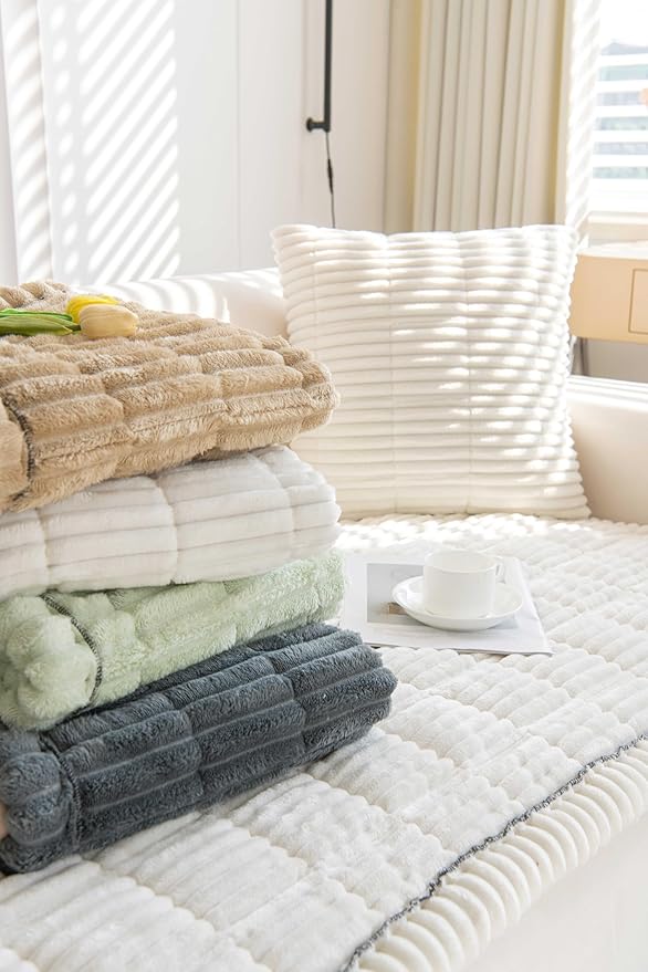 OTOB Dog Couch Cover Protector, Washable Non Slip Pet Friendly Sofa Cover for Dogs, Fuzzy Pet Furniture Couch Covers for Sofa, Boho Soft Couch Covers Protector (27.6" x 82.6", Dark Gray)