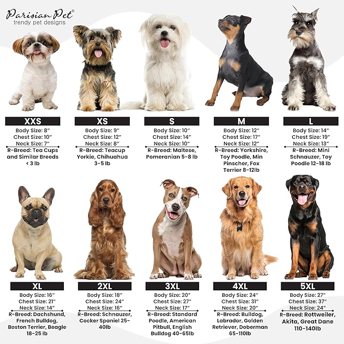 Parisian Pet Dog Tshirt - Embroidered “ Size Matters “ Dogs Apparel - Pure Cotton and Lightweight Doggy Clothes - Sleeveless Dog Tee Shirts - Machine Washable Shirt for Large Dogs - XL