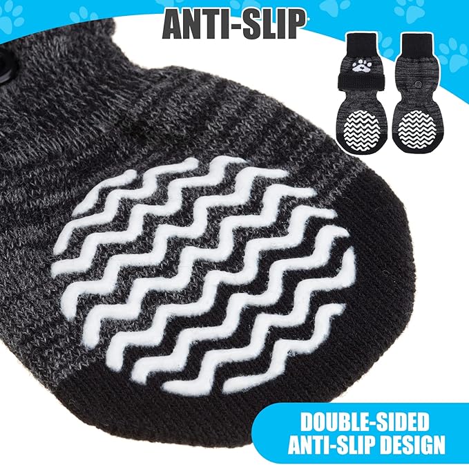 PUPTECK Non-Slip Dog Socks Double Sides Grips for Hardwood Floors Prevents Licking, Dog Shoes for Hot Pavement Booties for Senior Small Medium Large Dogs