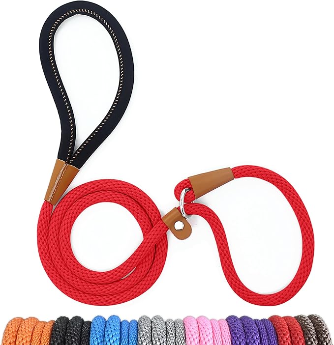 lynxking Dog Leash Slip Lead 5 6 8 FT Dog Training Leash Strong Heavy Duty Braided No Pull Training Lead Leashes for Small Medium Large Dogs