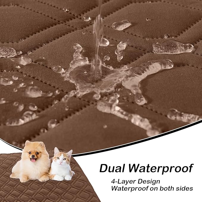 hyha Waterproof Dog Bed Blanket, Soft Pet Blankets, Waterproof Couch Cover for Dogs, Reversible Sofa Covers Washable for Furniture (52x82 Inch, Chocolate/Brown)