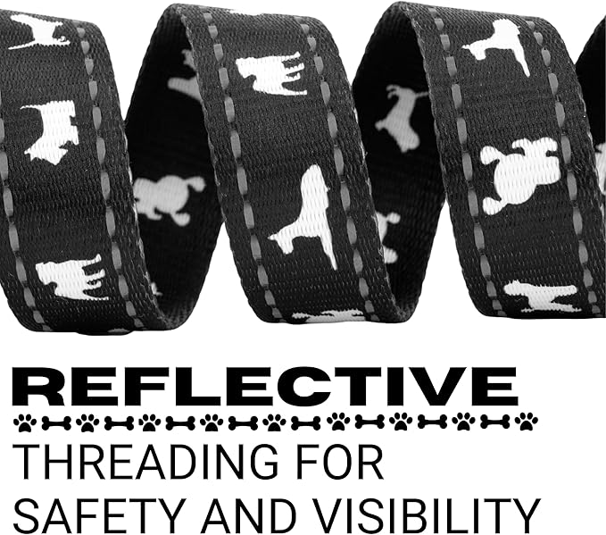 EcoBark Dog Leash - Soft & Reflective Comfort Training Leashes with Padded Handle - Strong Durable Heavy Duty - Training and Pulling for Small, Medium or Large Dogs (Black)