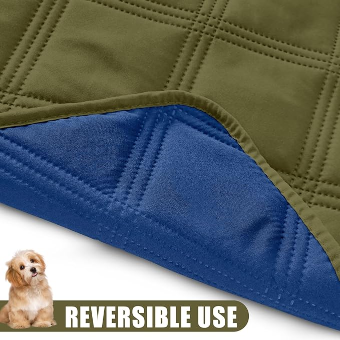 Smiry Waterproof Dog Bed Cover Blanket 40x50, Soft Reversible Pet Blanket, Washable Leakproof Cats Dogs Couch Cover for Sofa, Couch, Furniture, Green/Navy