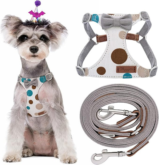 Puppytie No Pull Small Dog Harness with Multifunction Dog Leash,Lightweight Soft Adjustable No Choke Escape Proof Pet Harness Vest Pet Harness Vest,Smoke Grey,S