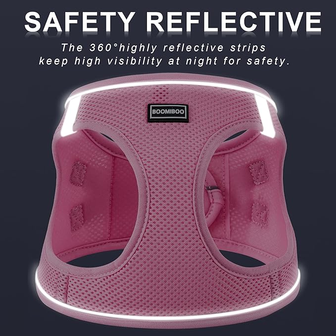 Dog Harness with Leash Set, No Pull Adjustable Reflective Step-in Puppy Pet Vest Harnesses for Small Medium Large Dogs and Cats,Rose Red S