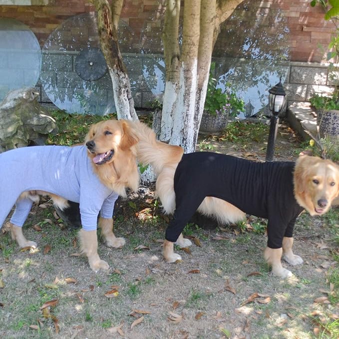 Lovelonglong Four Feet Dog Lightweight Pajamas, Pure Cotton Dog Jumpsuits 4 Legs Dog Onesies T-Shirt Stylish PJS Puppy Costume for Large Medium Small Dogs Black S