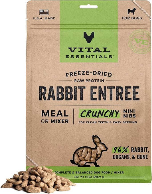 Vital Essentials® Freeze-Dried Raw Rabbit Entree & Mixer Dog Food Crunchy Mini Nibs, 14 oz
