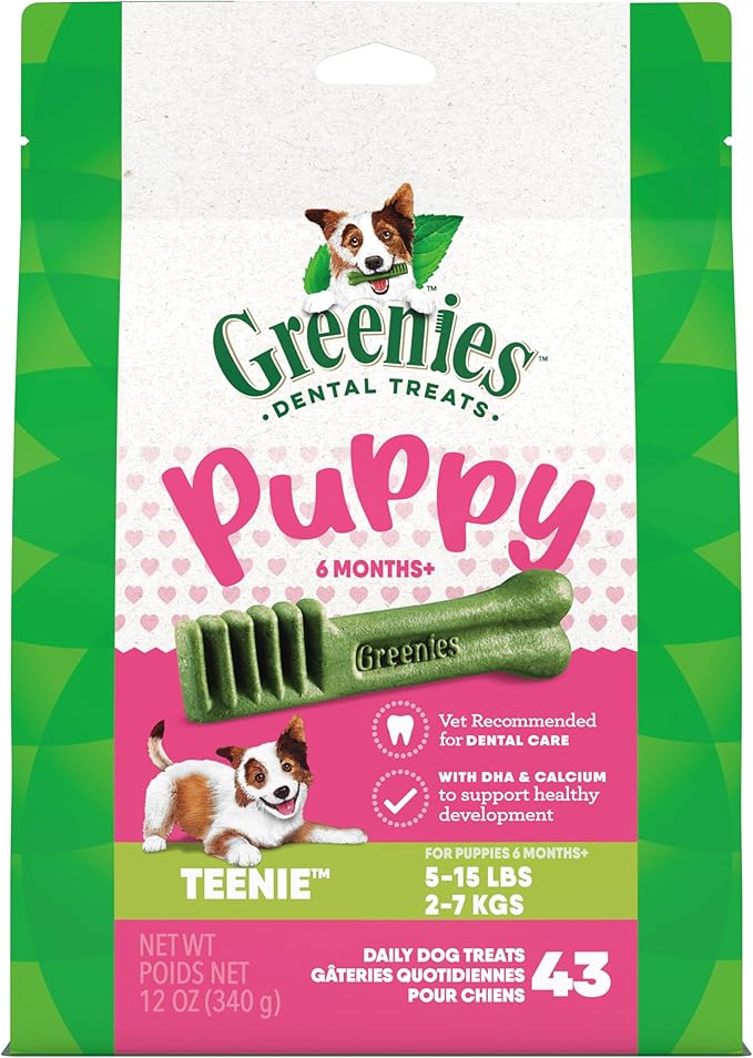 Greenies Puppy Teenie Size Dental Dog Treats, 12 oz. Pack (43 Treats)