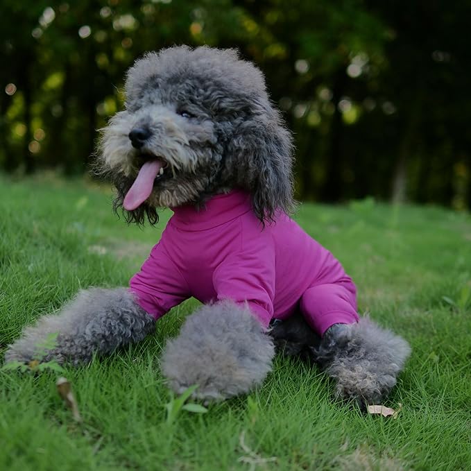 LoveLongLong Dog Jumpsuit with UV Protection and Quick-Dry Fabric for Spring Summer Pet Pajamas Purplish red S