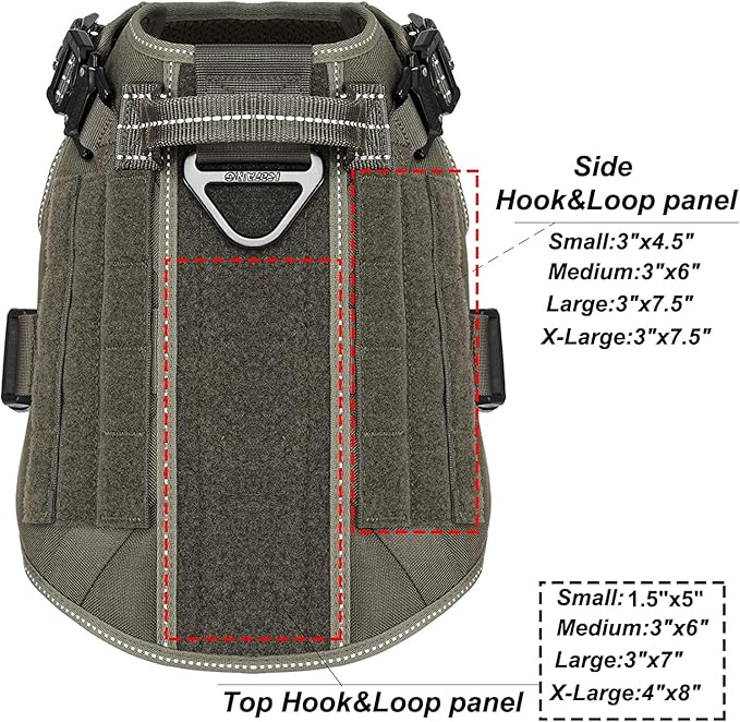 ICEFANG Tactical Dog Harness,Medium Size, 2X Metal Buckle,Working Dog MOLLE Vest with Handle,No Pulling Front Leash Clip,Hook and Loop Panel