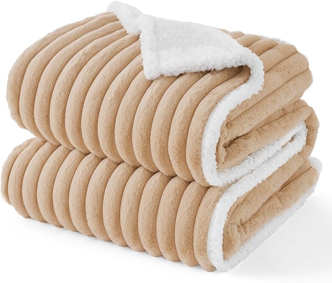 Bedsure Waterproof Dog Blankets for Large Dogs - Soft Pet Cat Blanket Corduroy Fleece for Couch Bed Protector Washable, Cozy Calming Reversible Furniture Protection for Puppy,50"x60", Tuscan Beige