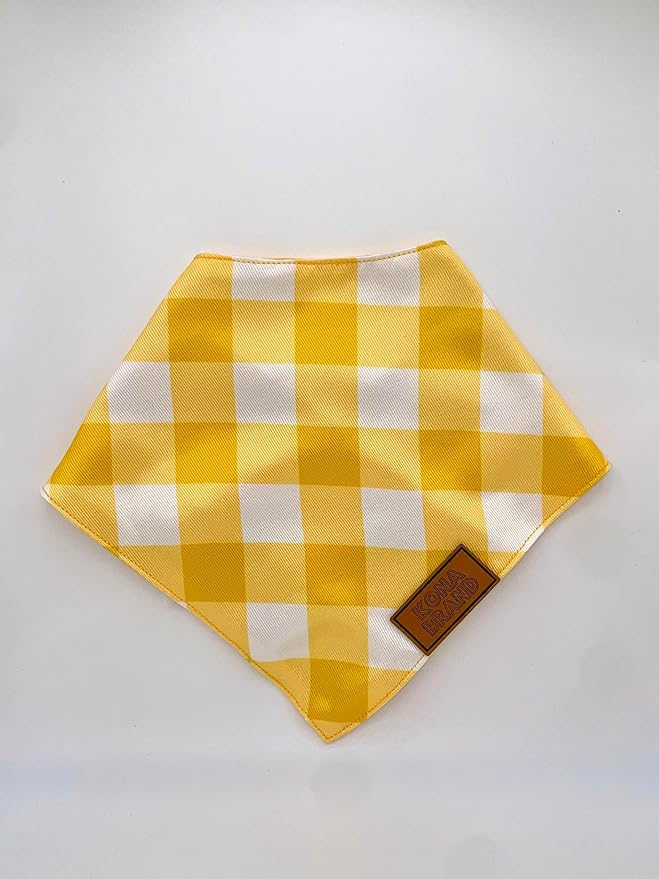 KonaBrandCo- Premium Handmade Dog Bandana | Dual Layered Silky Durable Polyester Fabric | Adjustable Fit Custom Shape- Won't Roll (Large, FINLEY)
