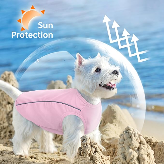 PUMYPOREITY 2Pack Dog Shirt for Small Dogs with Reflective Strip Safety for Night Walking, Soft Breathable Stretchy Tank Top Vest, Lightweight Stretchy Puppy Shirt, Pink, S