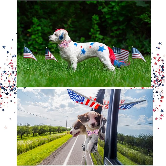 Unique style paws Dog Collar, Pet Collar Dog Bow Tie Gift for Girl or Boy Dogs, American Flag Adjustable Dog Collar for X-Small Dogs