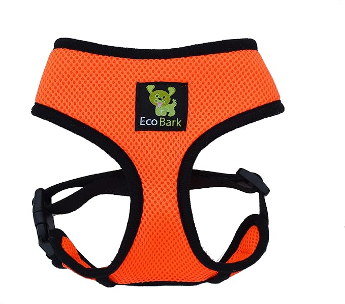 EcoBark Dog Harness - Luxurious Soft Mesh - Eco-Friendly Over The Head Vest Harness - No Pull & No Choke Design - Padded Breathable Body Halter - Large Puppies & Medium Breeds (XL, Orange)