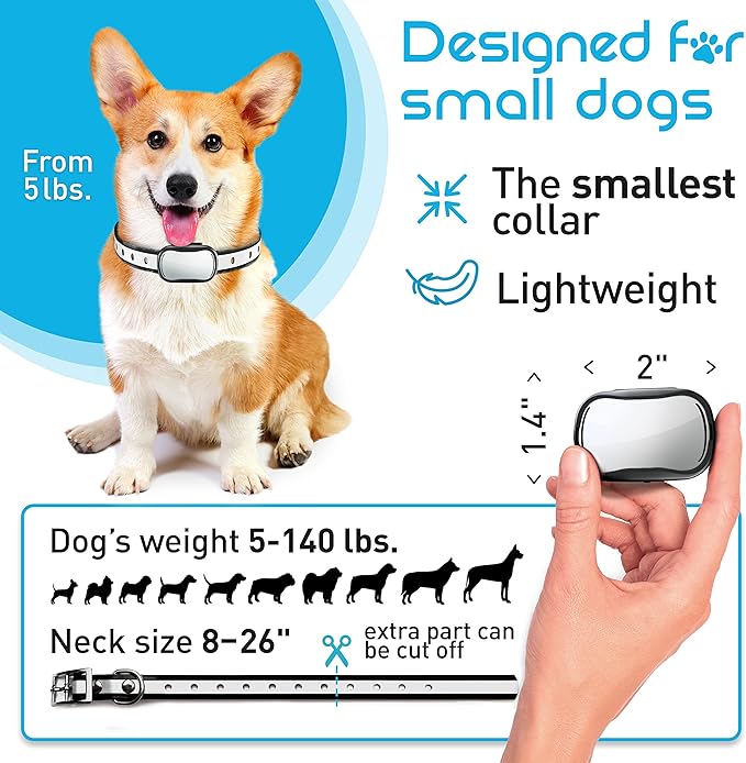 Extra Small Size Dog Training Collar with Remote for Small Dogs 5-15lbs and Puppies with Shock - Waterproof and 1000 Ft Range
