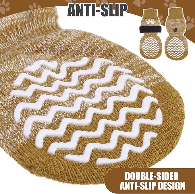 PUPTECK Non-Slip Dog Socks Double Sides Grips for Hardwood Floors Prevents Licking, Dog Shoes for Hot Pavement Booties for Senior Small Medium Large Dogs