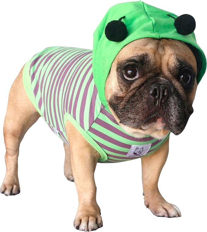 iChoue English Bulldog Bumble Bee Costumes Clothes Hoodies Shirts Vest for Medium Dogs Cold Weather Winter Coats French Frenchie Pug Pitbull Boston Terrier - Green Purple, XLarge