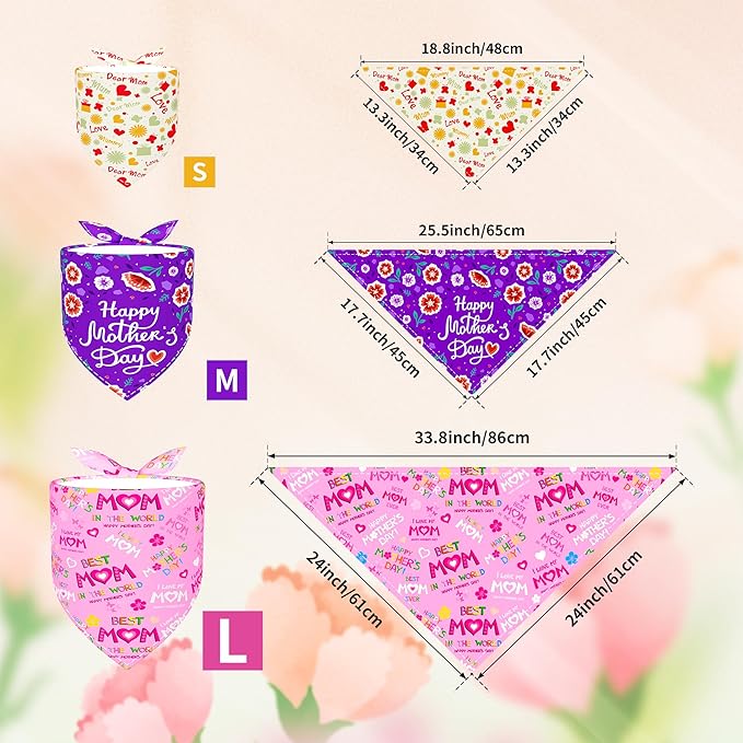 30 Pack Mothers Day Dog Bandanas Bulk for Large Dogs Breed 33 Inch Love Mom Extra Large Dog Bandanas XL Best Mom Dogs Bandana Grooming L