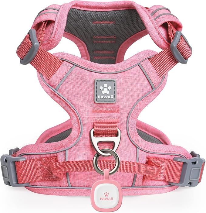 Pawaii Dog Harness for Small Dogs No Pull, No Pull Dog Harness with Pet ID Tag, No Choke Front Clip Harness Dog, Adjustable Soft Padded Pet Vest with Easy Control Handle