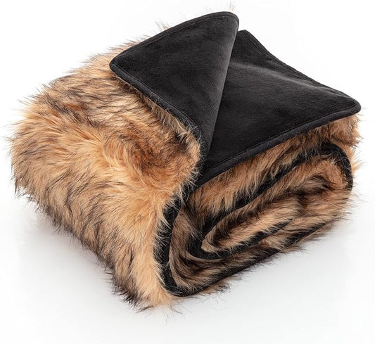 Waterproof Faux Fur Dog Blanket - Waterproof Dog Blanket for Bed, Couch or Dog Crate - Tan [50"x60"]
