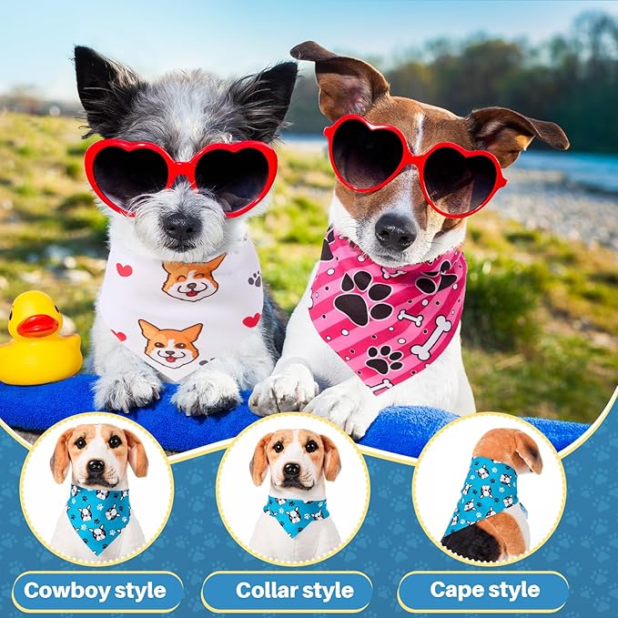 72 Pcs Dog Bandanas Tie Set Cute Bulks Pet Scarves with Paw Cat Pattern Adjustable Cute Dog Triangle Scarfs Neck Ties for Holiday Birthday Accessories
