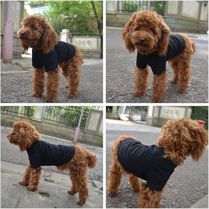 Lovelonglong Pet Clothing Dog Costumes Basic Blank T-Shirt Tee Shirts for Small Dogs Black XS