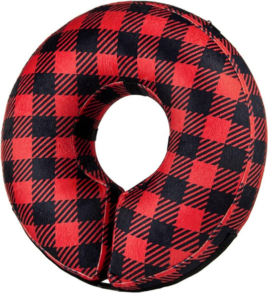 BENCMATE Protective Inflatable Collar for Dogs and Cats - Soft Pet Recovery Collar Does Not Block Vision (Large, Plaid)