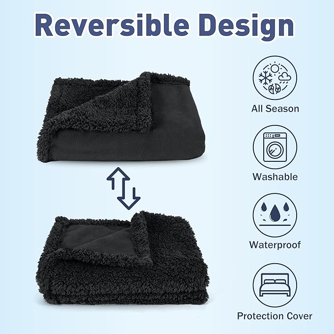 Kritter Planet Waterproof Dog Blanket, Reversible Pee Proof Couch Cover for Pets, Furniture Protector for Sofa Bed, Washable, Hair Resistant, Stain Proof