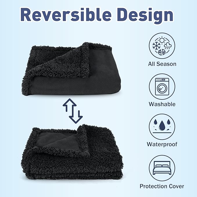 Kritter Planet Waterproof Bed Blanket for Dogs, Intimacy Love Couples Bed Cover Leakproof, Reversible Protector Furniture Couch Cover for Pets, Washable, Hair Resistant, Stain Proof, Queen Size, Black