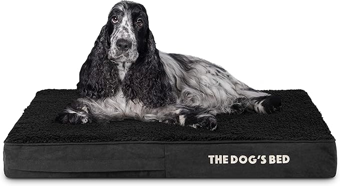 The Dog’s Bed Orthopedic Memory Foam Dog Bed, Medium Black Plush 34x22, Pain Relief for Arthritis, Hip & Elbow Dysplasia, Post Surgery, Lameness, Supportive, Calming, Waterproof Washable Cover