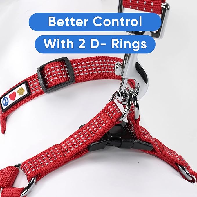 Pawtitas Extra Small Dog Harness Red Dog Harness Step in from a Senior Dog to a Puppy Harness Adjustable Reflective Dog Harness XS Reflective Dog Vest