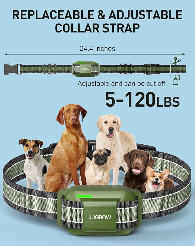 Jugbow Dog Shock Collar - 4200FT Dog Training Collar with Remote for 5-120lbs Small Medium Large Dogs, IPX8 Waterproof E Collar with 4 Training Modes, Security Lock, Rechargeable Shock Collar Green