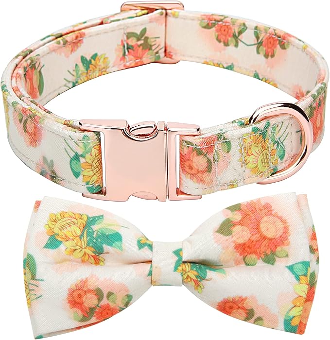 Adjustable Bow Tie Dog Collar Printed Cute Patterns Spring Summer Soft Pet Collars for Small Medium Large Dogs