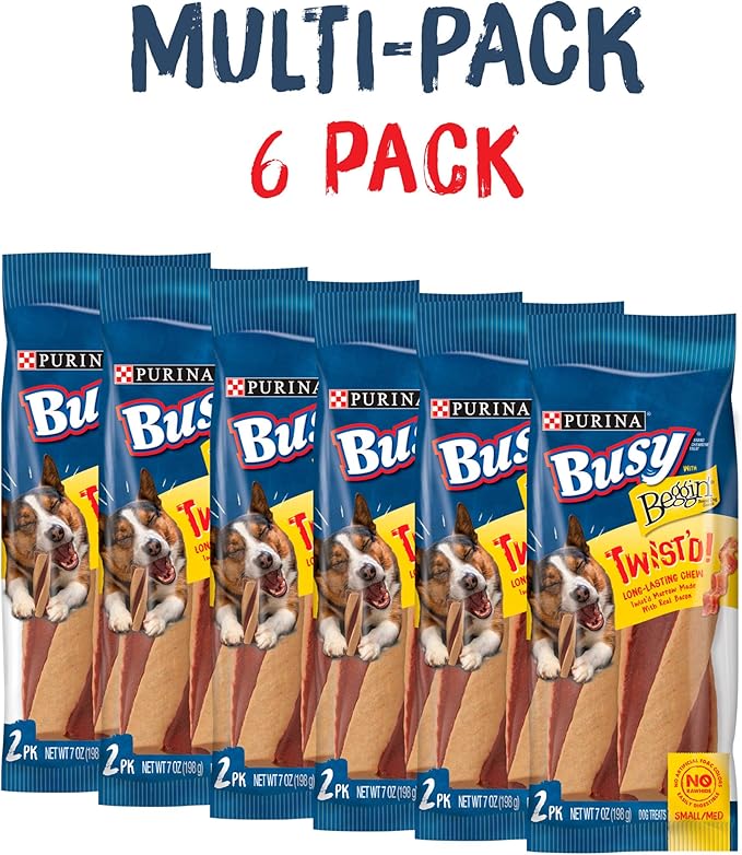 Purina Busy With Beggin' Made in USA Facilities Small/Medium Breed Dog Treats, Twist'd - (Pack of 6) 2 ct. Pouches