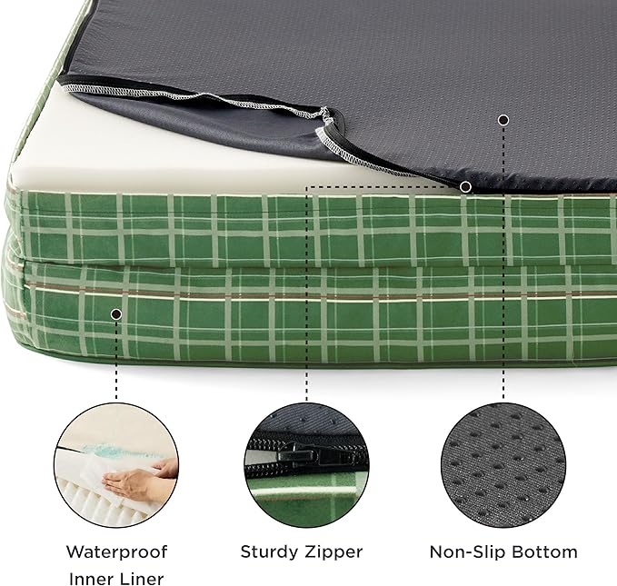 Bedsure Orthopedic Dog Bed for Extra Large Dogs - XL Washable Dog Sofa Beds Large, Pet Couch Bed with Removable Washable Cover, Waterproof Lining and Nonskid Bottom, Holly Plaid