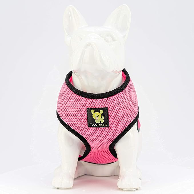 EcoBark Dog Harness - Luxurious Soft Mesh - Eco-Friendly Over The Head Vest Harness - No Pull & No Choke Design - Padded Breathable Body Halter - for Large Breed Dogs (Bubblegum, XXL)